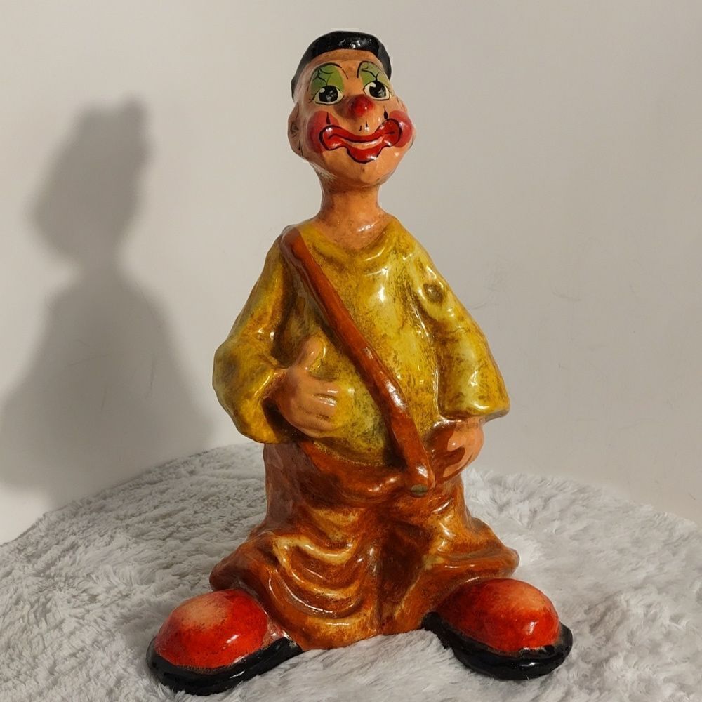 Signed Vtg. Paper Mache Clown